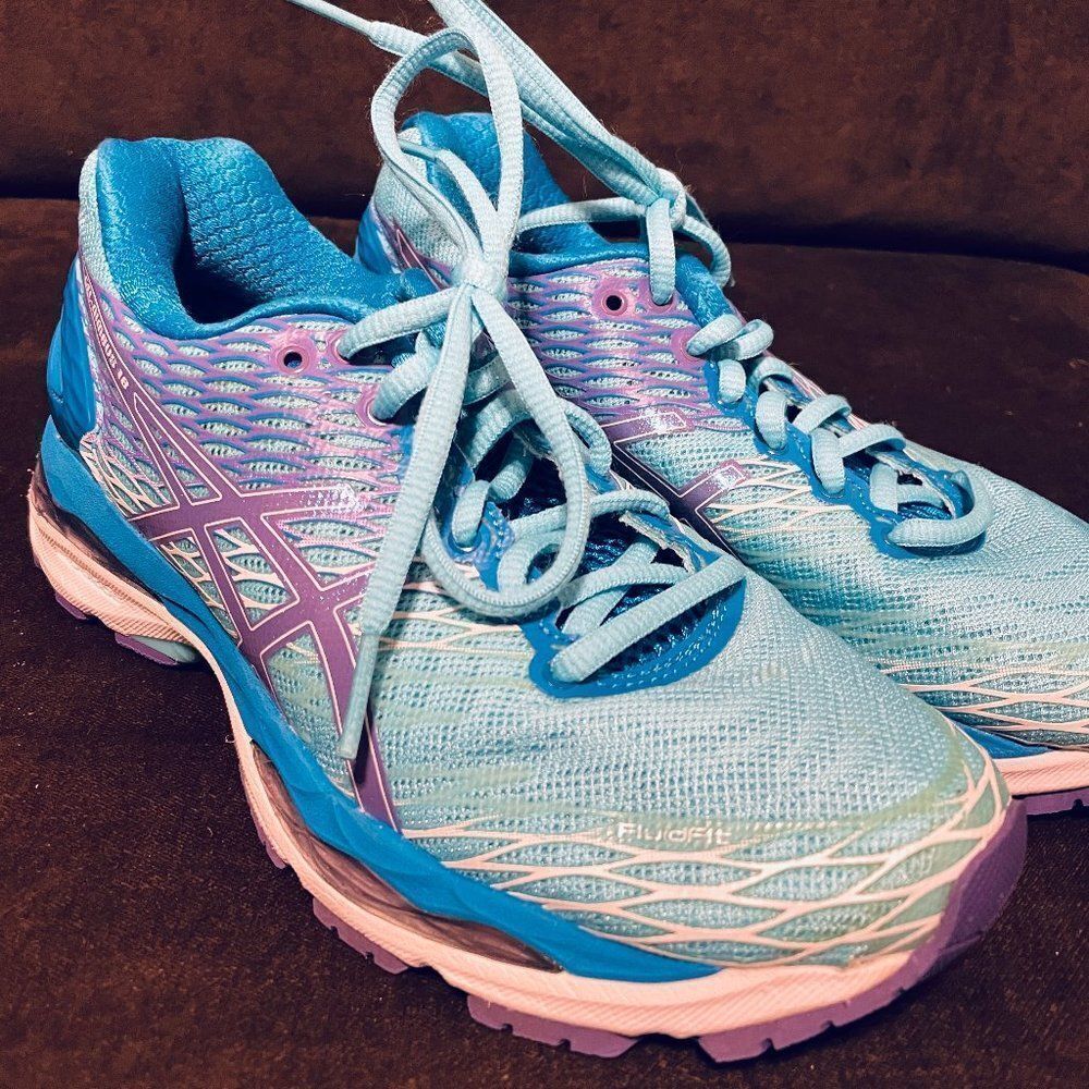 ASICS GEL-Nimbus 18 Methyl Blue Purple White Womens Running Shoes 7 Medium - Picture 6 of 15